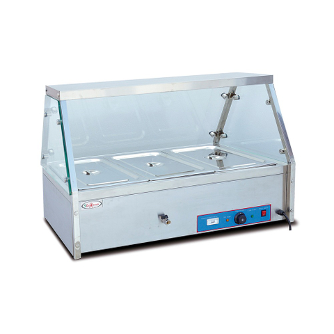 Buffet électrique chauffe-plat professionnel bain marie avec bac 3 GN 1/1 ou bac GN 6 1/2