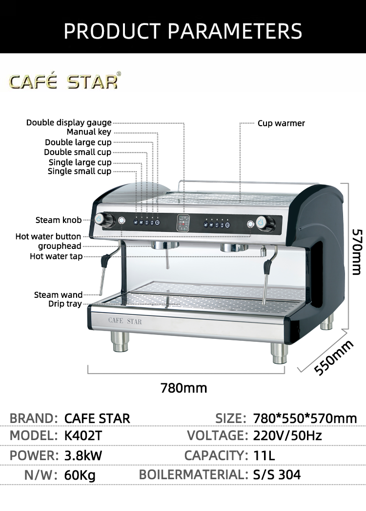 Cafetière expresso machines à café professionnelles semi-automatiques pour expresso